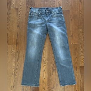 True Religion Ricky Red Stitch Jeans Gray Dark Wash Straight Leg Slim Fit 32x32